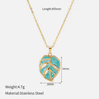 Sky Blue Leaf Necklace