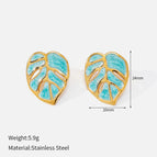 Sky Blue Leaf Earrings